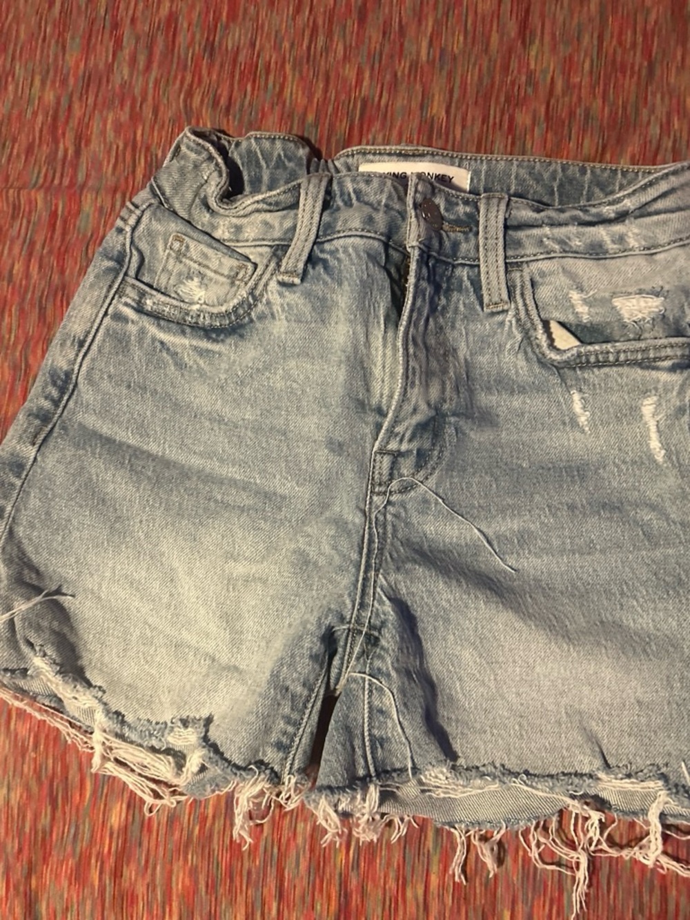 Flying Monkey Light Blue Distressed Denim Shorts